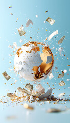 Poster - Global economic volatility event shattered globe of currency digital concept environment business perspective