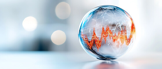 Poster - Global economic volatility impact on market trends business sector infographic urban setting analytical view insights explored
