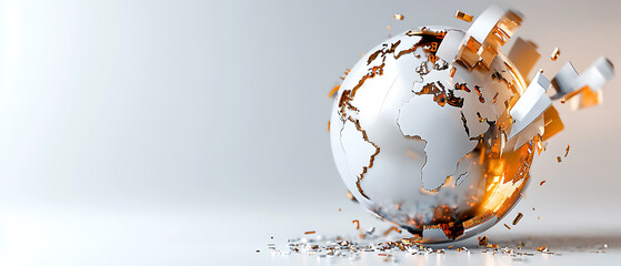 Poster - Economic volatility impacting global markets a visual analysis of broken structures abstract art conceptual environment close-up viewpoint