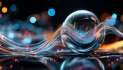 Poster - Global economic volatility analyzing data trends in a digital environment abstract visualization futuristic perspective