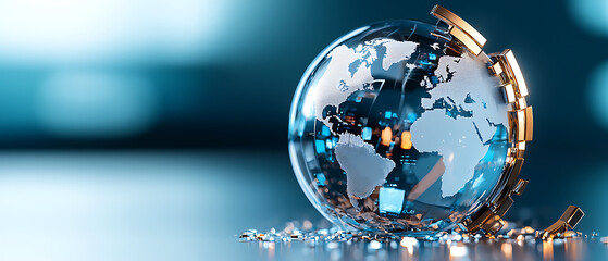 Poster - Global economic volatility impacting trade a close-up of the world economy in a digital landscape