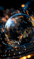 Poster - Global economic volatility data visualization on financial trends digital realm infographic style abstract environment