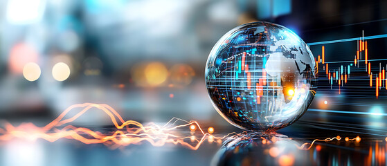 Poster - Global economic volatility analysis financial market insights digital environment data visualization perspective economic trends