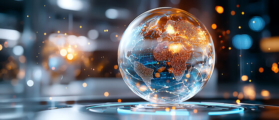 Poster - Global economic volatility digital visualization of the earth in a high-tech environment futuristic perspective data-driven insights