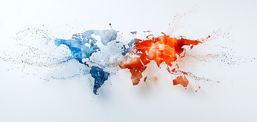 Poster - Global economic volatility and its impact on global markets social dynamics digital art abstract world map creative concept