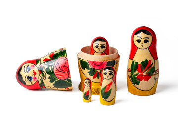 A russian matryoshka doll on a white background