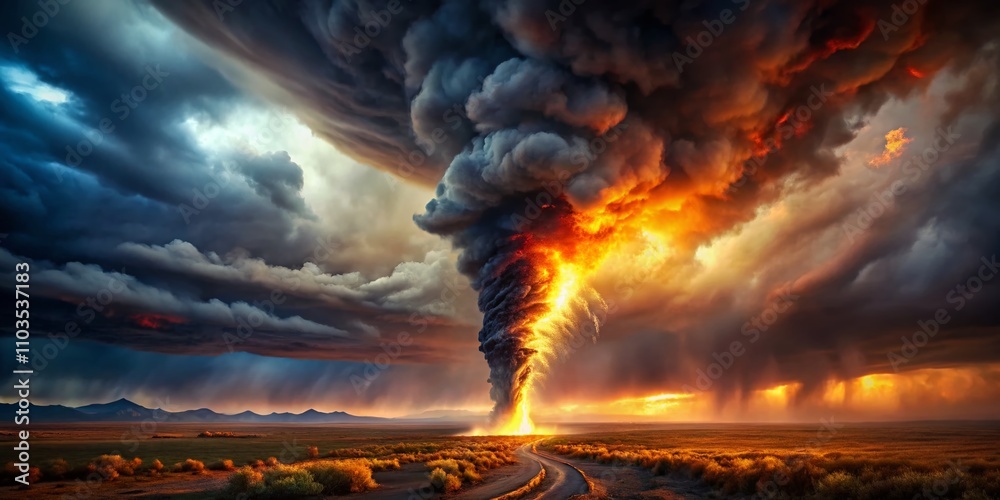 Dramatic Tornado Ignites the Earth: A Fiery Display of Nature’s Fury in ...