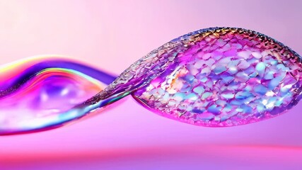 Poster - Abstract metallic mesh wave in vibrant colors and gradients on a pink and purple background, showing a futuristic and stylish design.