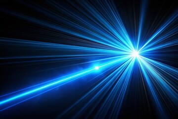 Poster - Dynamic Blue Laser Beam Isolated on Black, Creating a Sharp Line Depicting High-Speed Motion and Energy in a Dark Background for Stunning Visual Impact