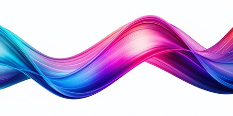 Poster - Dynamic Flowing Wave Lines in Blue, Purple, and Pink Gradients for Technology and Communication Concepts on a Clean White Background