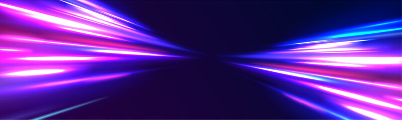 Wall Mural - high-speed light trails effect. futuristic dynamic motion technology. png, neon, line, blur, beam, r