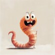 © Vlad - Worm Character. Cute Cartoon Earthworm Character Illustration on White Background