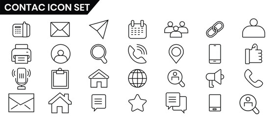 contac icon, vector, symbol set. contac us line icon, silhouette, vector design for app, web, logo d