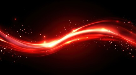 Wall Mural - glowing red light effect on a dark background, with digital lines and abstract
