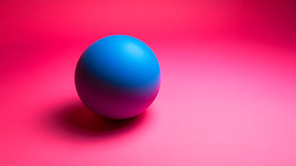 Poster - A vibrant blue sphere with a purple gradient sits on a bright pink background.  The minimal composition creates a bold, modern aesthetic.