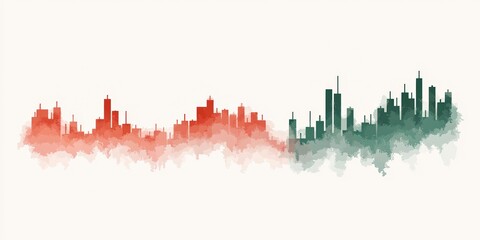 Poster - abstract candlestick chart illustration with red and green colors representing stock market trends a
