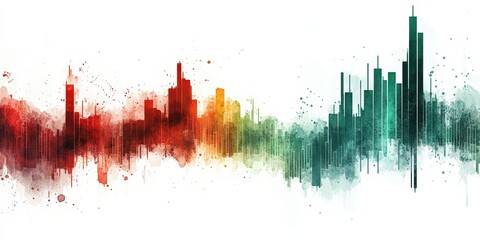 Poster - abstract candlestick chart visualization with red and green colors depicting stock market trends and