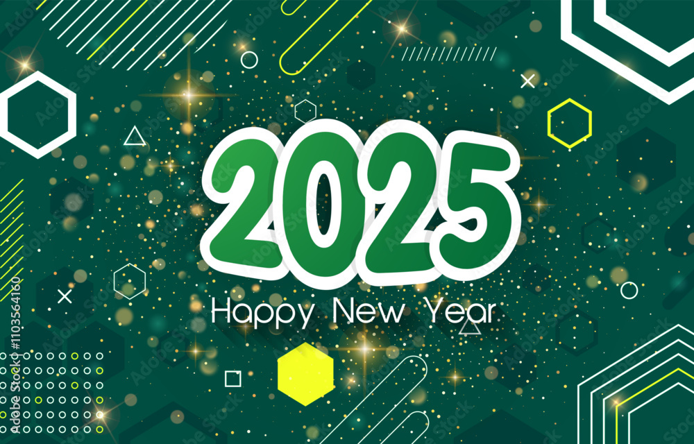 Vector de Stock 2025 happy new year template banner with modern 3d text ...