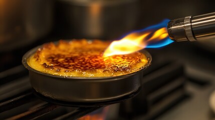 Poster - A close-up of a handheld butane torch being used for culinary purposes, such as browning