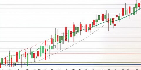 Poster - detailed analysis of a candlestick chart featuring red and green candles on a traditional white back