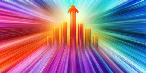 Poster - Colorful Abstract Stock Market Graph with Arrow Pointing Upward Representing Growth and Progress in Financial Trends and Economic Performance