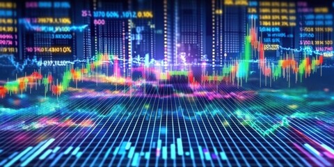 Poster - High Resolution Stock Market Chart Displaying Colorful Candlestick Patterns and Data Visualizations Reflecting Financial Trends and Analysis