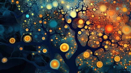 Aufkleber - An illustration of an AI's neural network, displaying nodes connecting and evolving to generate insights from initial data inputs