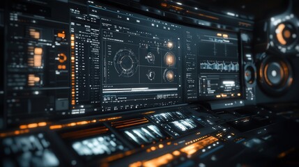 Poster - A computer screen displays a professional video editing interface, with a timeline, audio tracks, and visual effects options.