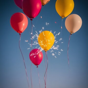Aesthetic bursting celebratory balloons