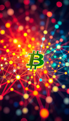 Aufkleber - bitcoin symbol glowing blockchain network cryptocurrency digital currency fintech technology innovation decentralized finance futuristic investment crypto economy vertical format