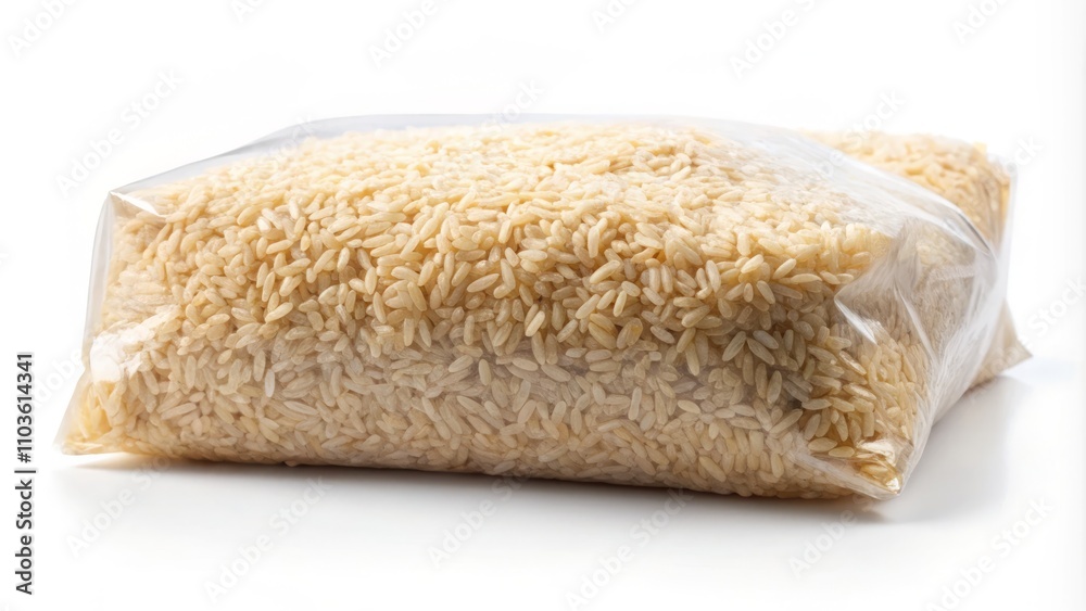 Dry Packet Rice Mockup of Dry Rice in a Plastic Package Isolated on a White Background ...