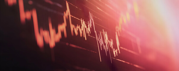 Poster - Red Stock Market Data Graph Display Screen