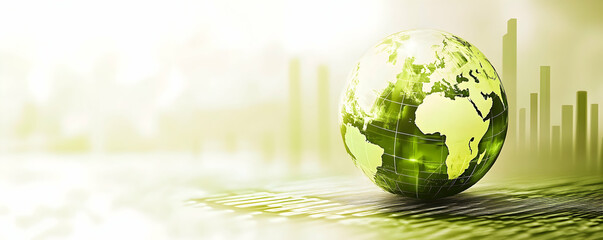 Poster - Green Globe Reflecting Global Growth and Progress