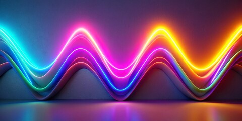Poster - Futuristic Wavy Background with Vibrant Line Stripe Patterns Representing Energy Waves and Technological Concepts in Night Photography Style for Modern Design Projects