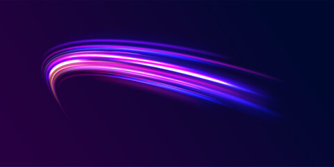 Poster - abstract fire flare trace lens flares acceleration speed motion on night road. acceleration speed mo