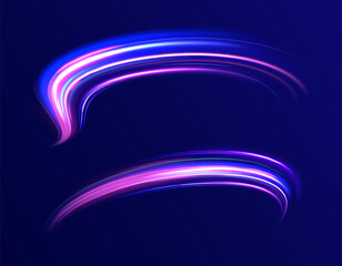 Poster - motion blur effect. abstract fire flare trace lens flares acceleration speed motion on night road. a