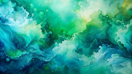 Wall Mural - abstract watercolor paint background by teal color blue and green with liquid fluid texture for back