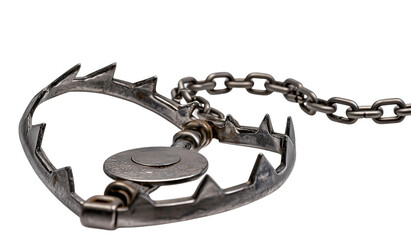 stainless steel bear trap isolated on white or transparent background, png clipart, design element
