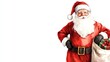 © padungsak - A jolly Santa Claus in a red outfit, holding a gift-laden sack, embodies the festive spirit of Christmas.