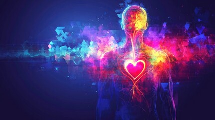 Aufkleber - An artistic depiction of a heartbeat graphic integrated into a human silhouette, highlighting the connection between life and health in a vibrant design