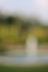 Wall Mural - a dreamy view of a water fountain spounting in the park.