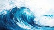 © AbstractAI - Vibrant blue ocean wave in watercolor style creating a dynamic and artistic backdrop ideal for modern design projects and contemporary artistic applications.