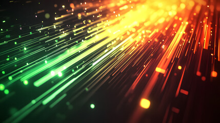 Poster - Abstract background with vibrant green and orange light streaks, creating a dynamic and energetic visual.