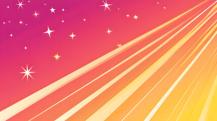 Poster - Abstract background with diagonal lines in warm colors, ranging from pink to yellow, overlaid with white stars.  Ideal for presentations or designs needing a vibrant, energetic feel.