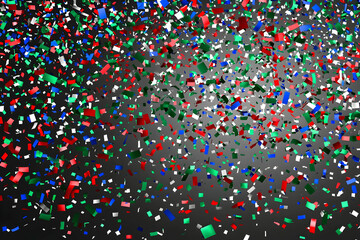 Poster - Confetti falling on a transparent background, in the colors of red, green, and blue. -