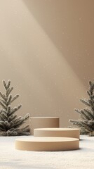 Poster - Product mockup scene for the winter holiday. Festive background with empty podium. 