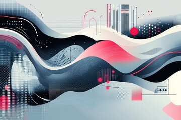 Leinwandbilder - Minimalistic vector background with soft gradients and abstract shapes, perfect for text overlay and versatile design use