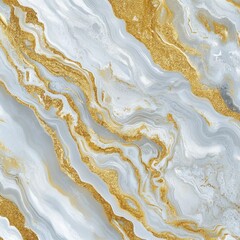 Poster - Elegant abstract marble design featuring flowing gray and white patterns with shimmering gold accents.