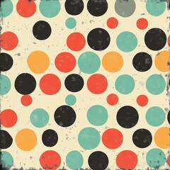 Poster - Colorful retro polka dots in various sizes, creating a vibrant and playful pattern.