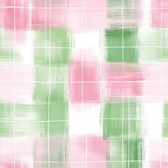 Poster - A vibrant pattern featuring soft brush strokes in shades of pink and green, creating a fresh, cheerful vibe.